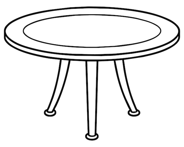 Vector un dibujo de una mesa redonda con una parte superior redonda