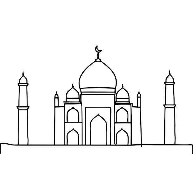 un dibujo de una mezquita con un dibujado de una mesquita en él