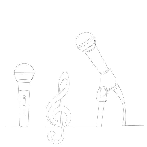 Dibujo de micrófono por una línea continua