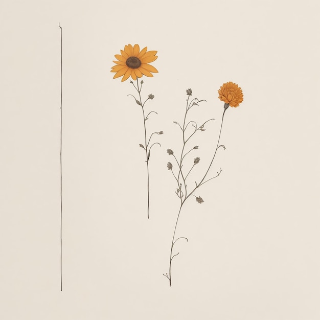 dibujo minimalista de flores