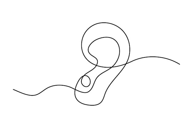 Un dibujo minimalista de una línea de una oreja humana una interpretación artística contemporánea de la anatomía humana