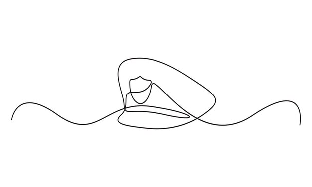 Dibujo minimalista de una línea de un sombrero de oficial de policía