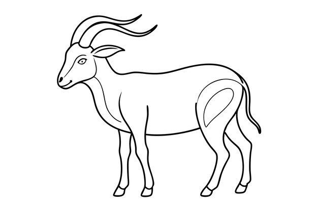 Un dibujo minimalista de una majestuosa cabra con cuernos