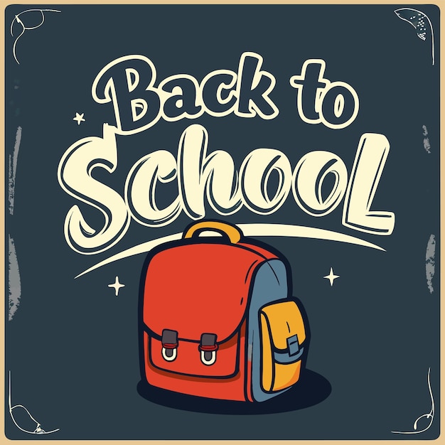 un dibujo de una mochila con las palabras de regreso a la escuela escritas en ella