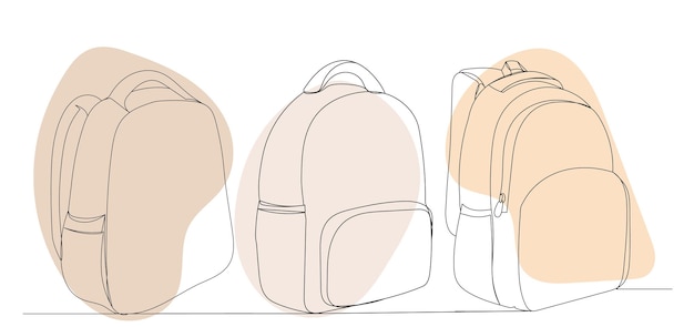 Dibujo de mochilas por un vector de línea continua