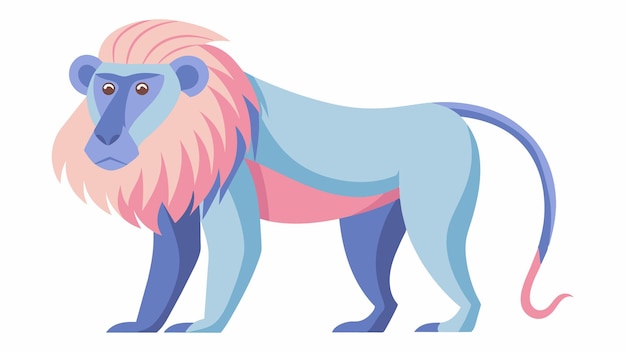 un dibujo de un mono azul con una melena rosa