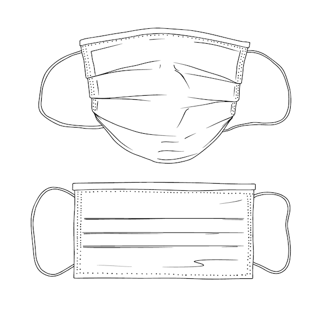 Dibujo monocromo de diferentes mascarillas