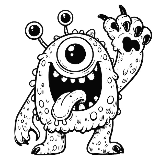 un dibujo de un monstruo con ojos y ojos