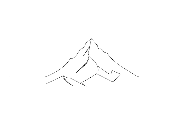 Dibujo de montaña de una línea de ilustración vectorial de contorno continuo aislado