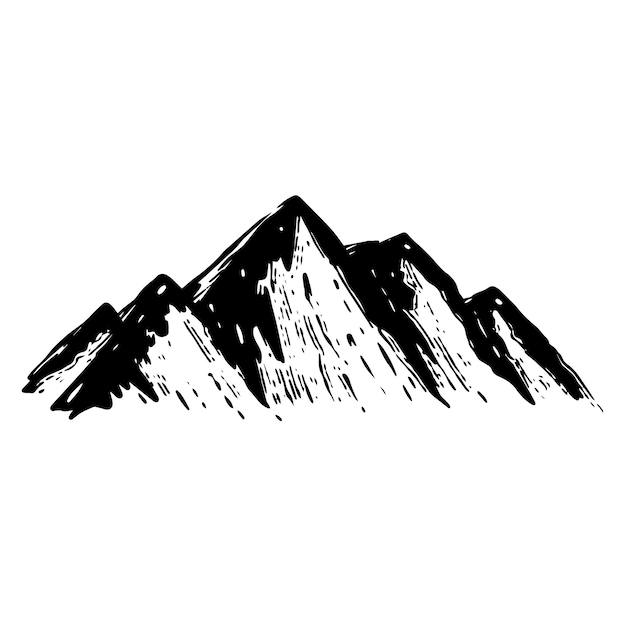 Un dibujo de una montaña con una montaña al fondo.