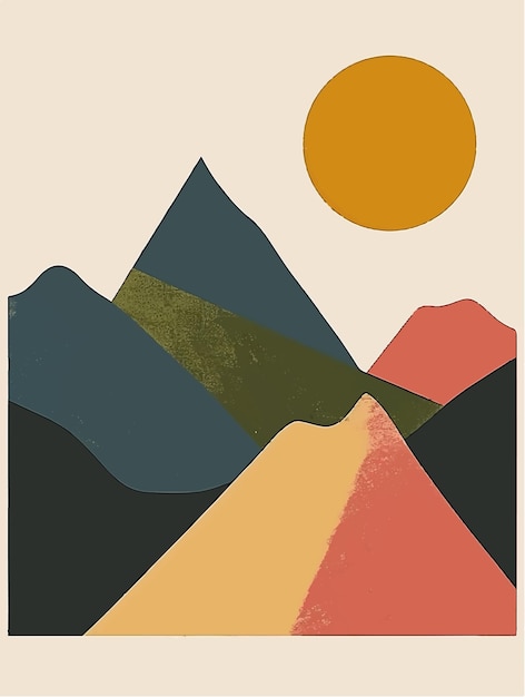 Vector dibujo de montañas ilustración de paisajes naturales