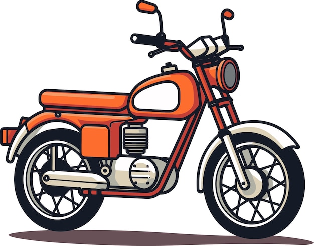 un dibujo de una motocicleta naranja con un marco rojo