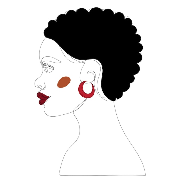 Dibujo de mujer africana por una línea continua aislada