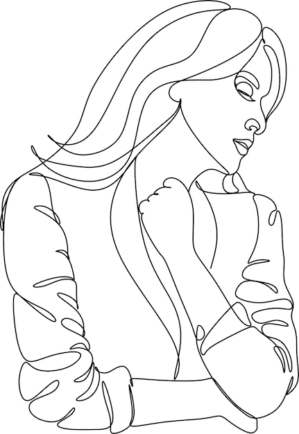 Dibujo de una mujer con un bebé en brazos.