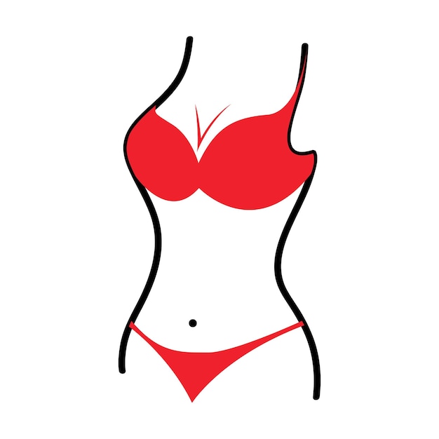 Vector dibujo de una mujer en bikini rojo logo