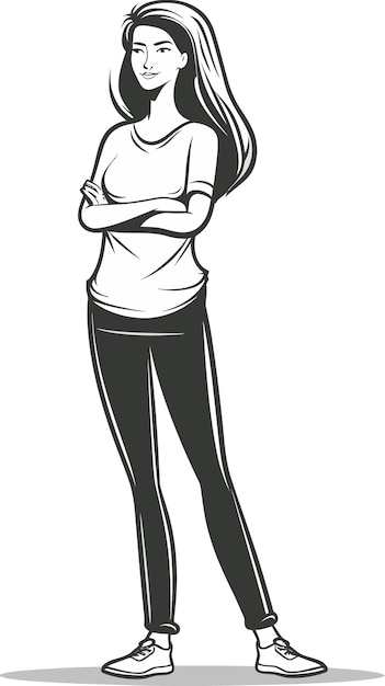 un dibujo de una mujer con los brazos cruzados