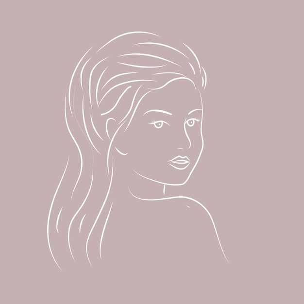 Vector un dibujo de una mujer con cabello largo y un cabello largo