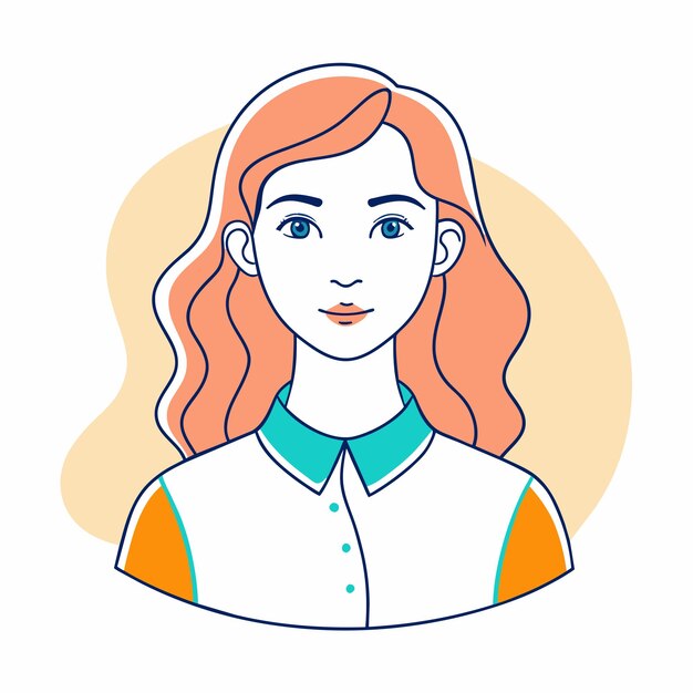 un dibujo de una mujer con el cabello rojo y un cuello verde
