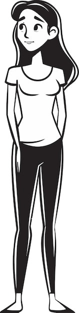 un dibujo de una mujer con una camisa blanca y una falda negra