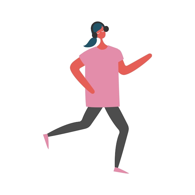un dibujo de una mujer con una camisa rosa que dice "está corriendo"