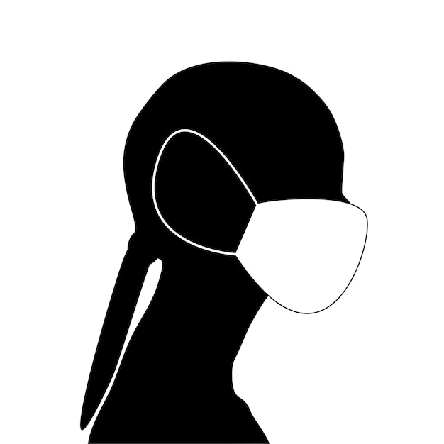 un dibujo de una mujer con una cola de caballo larga y un cabello negro con un fondo blanco