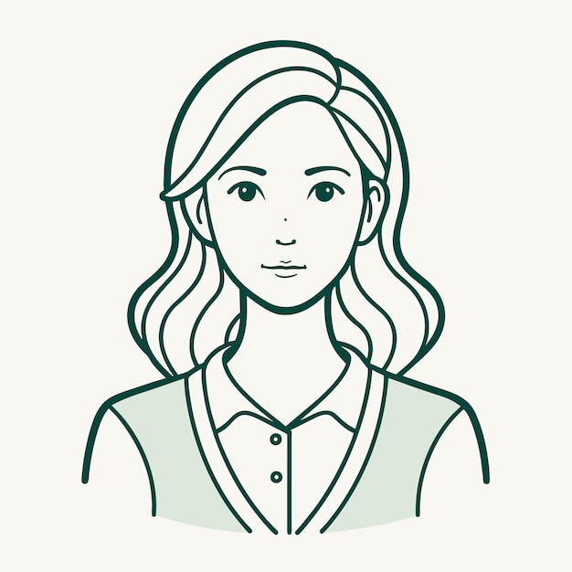 un dibujo de una mujer con un corte de pelo largo