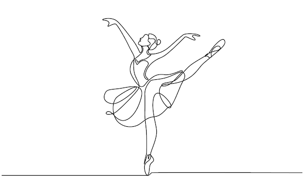 un dibujo de una mujer con un dibujo en blanco y negro de una mujer haciendo un ballet
