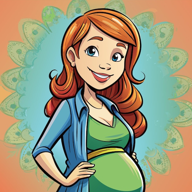 un dibujo de una mujer embarazada con mariposas y un fondo azul