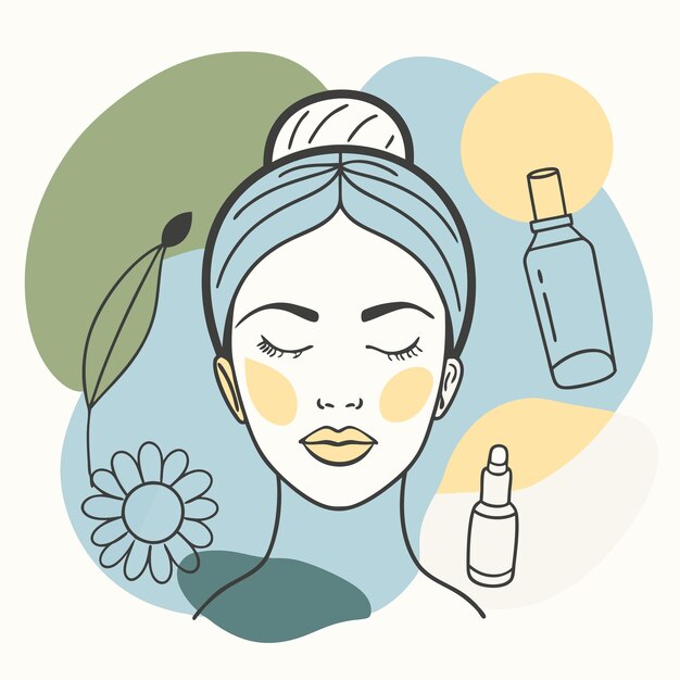 un dibujo de una mujer con una flor en el pelo