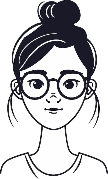 un dibujo de una mujer con gafas con una cara dibujada en él