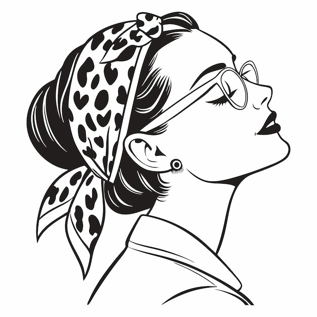 Un dibujo de una mujer con gafas de sol y un arco con un arco en él ilustración de arte vectorial