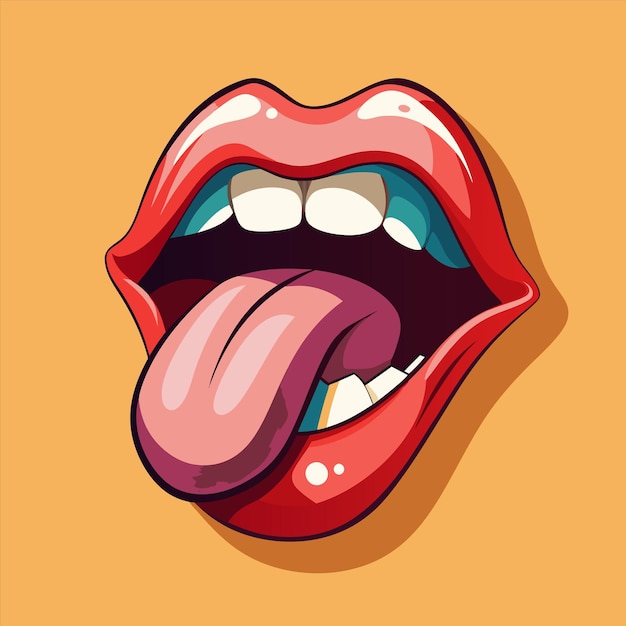 un dibujo de una mujer con la lengua afuera