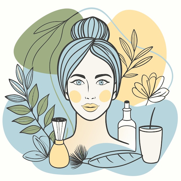 un dibujo de una mujer con muchas flores en la cara