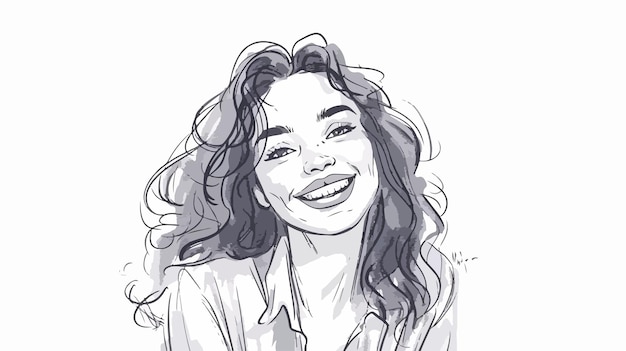 un dibujo de una mujer con el pelo largo y rizado