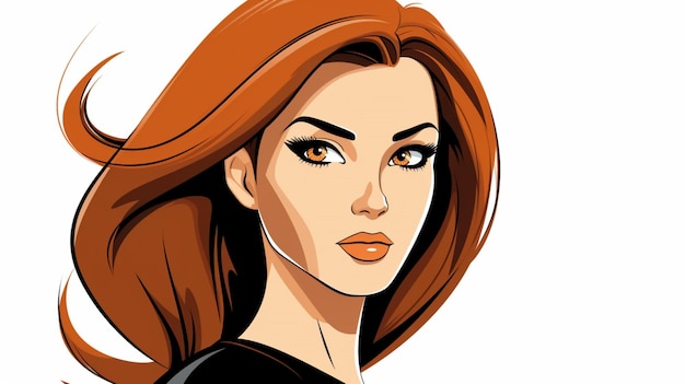 Vector un dibujo de una mujer con el pelo rojo