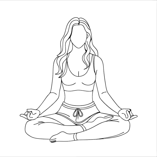 un dibujo de una mujer en una postura de yoga