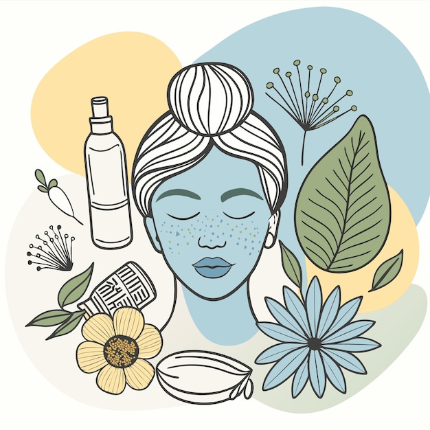 un dibujo de una mujer con el rostro de una mujeres con las palabras "belleza natural" citado en él