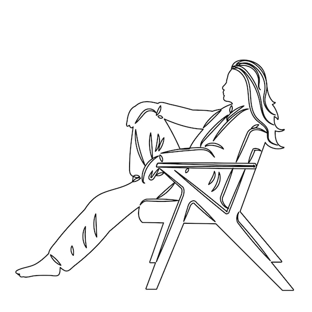 dibujo de una mujer sentada en un vector de fondo blanco
