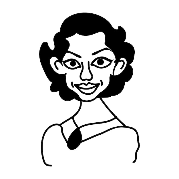 un dibujo de una mujer con una sonrisa en la cara