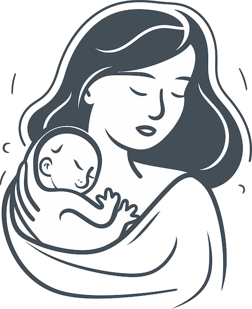 un dibujo de una mujer sosteniendo a un bebé con la palabra madre en él