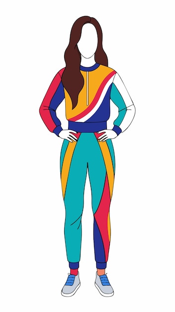 un dibujo de una mujer en un traje colorido con la palabra cita que está de pie frente a ella