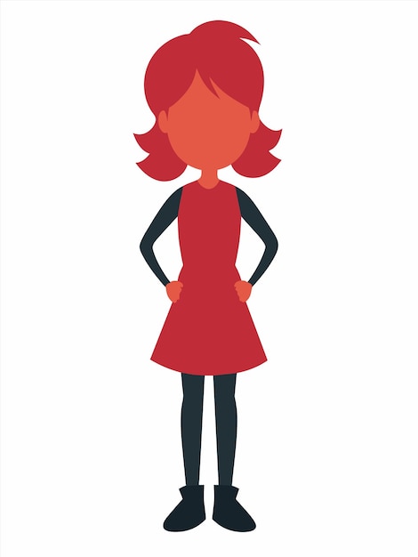 un dibujo de una mujer con un vestido rojo y un sombrero rojo