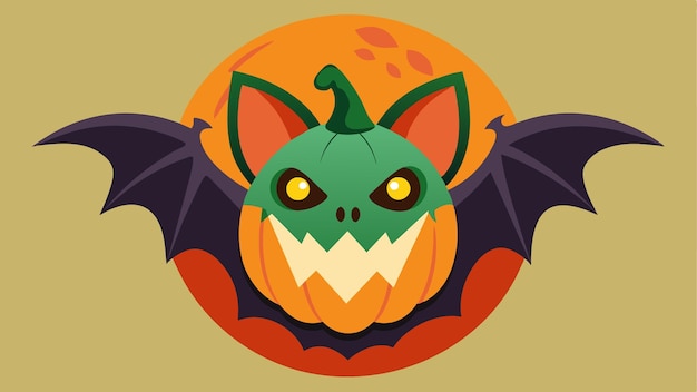 un dibujo de un murciélago con una cara verde y ojos naranjas