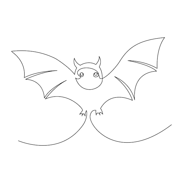 Vector dibujo de murciélago por un vector de boceto de línea continua