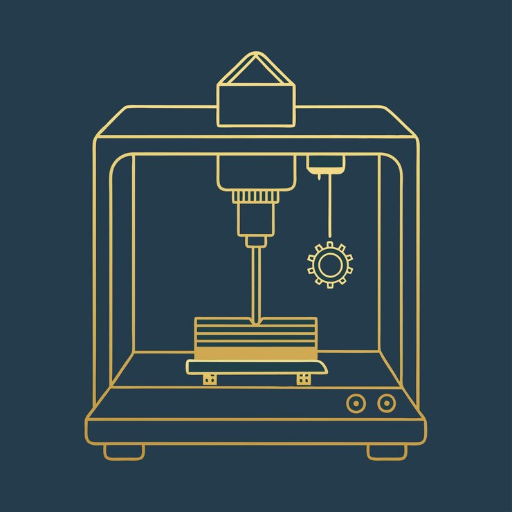 Vector un dibujo negro y amarillo de un dispositivo mecánico con un reloj en él