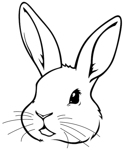 Dibujo negro de la cabeza de un conejo
