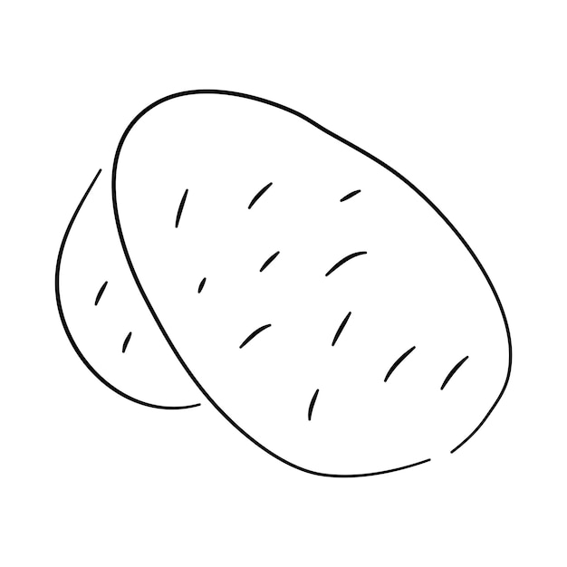Dibujo negro dibujado a mano de una patata en un icono de garabato Ilustración vectorial