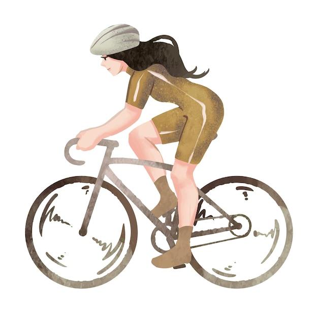 Vector dibujo de una niña montando en bicicleta en el perfil de un atleta
