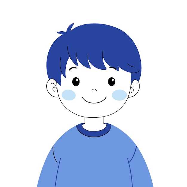 un dibujo de un niño con una camisa azul que dice la palabra cita en él
