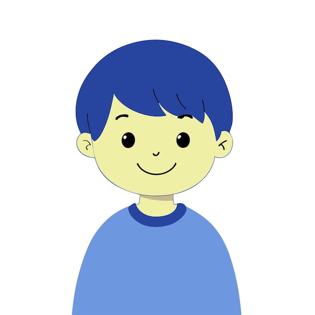 un dibujo de un niño con una camisa azul que dice la palabra cita en él